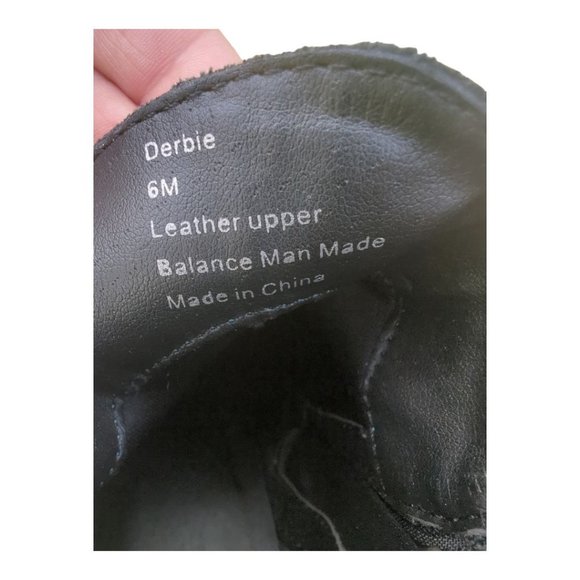 Reba Derbie Leather Suede Bootie‎ Fringe Black Boots Size 6 - Picture 2 of 7